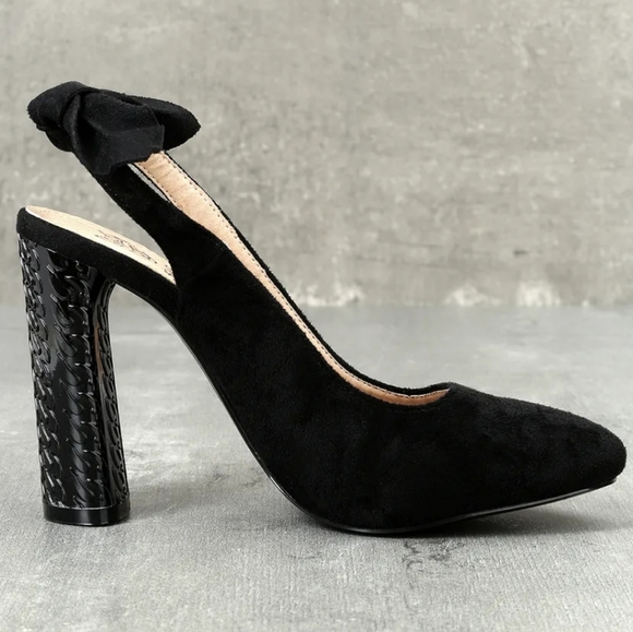 Beast Fashion Shoes - Evianna Black Suede Slingback Pumps